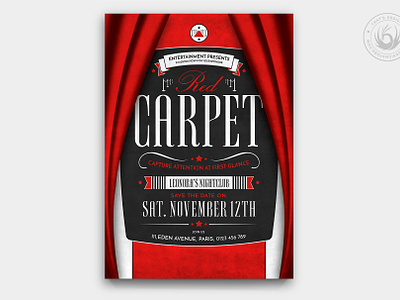 Red Carpet Flyer Template black and red cabaret classy club design elegant event fashion festival flyer movie night party photoshop poster psd red red carpet scarlet template