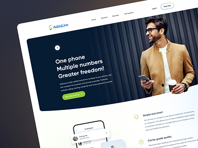 AddaLine - Hero Header addaline card design figma hero header landingpage phone app ui uiux website