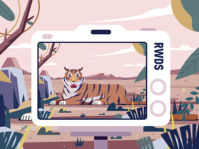 Tiger animal article branding editorial illustration landscape ps tiger vector