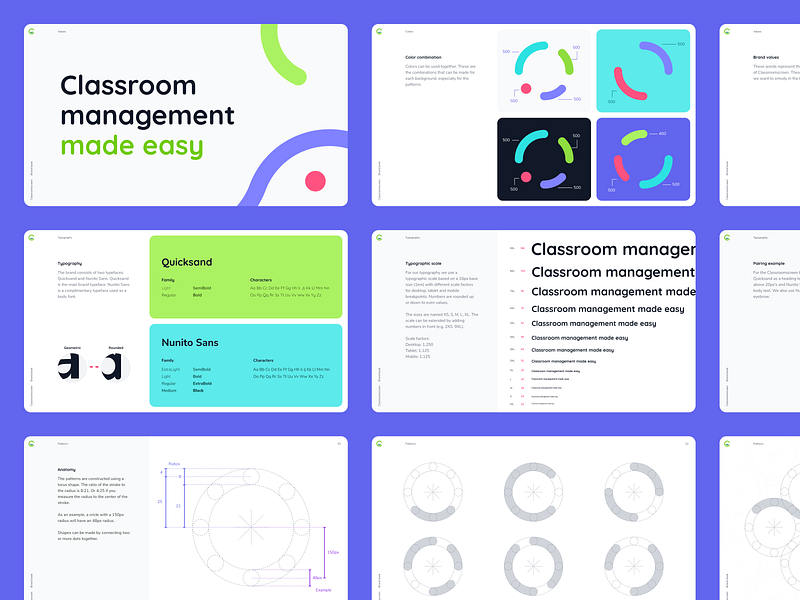 Brand Book – Classroomscreen brand brand book brand concept brand identity branding classroomscreen colors design guidelines icons illustration logo patterns school typography vector