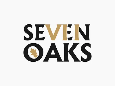 Seven Oaks carpentry design gold logo oak vector
