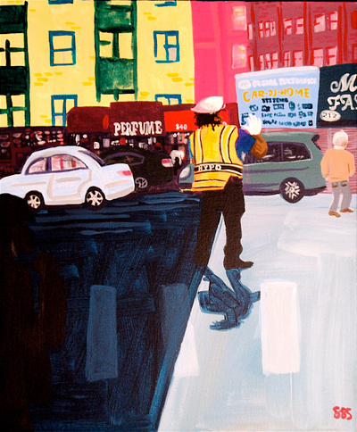 TRAFFIC COP SOHO cars city illustration copy directing downtown new york new york city nyc pedestrian police traffic urban