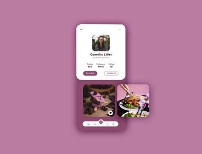 #DailyUI 006 - Social profil app app daily ui dailyui dailyuichallenge design graphic interface purple social app social profil social profile ui ui design