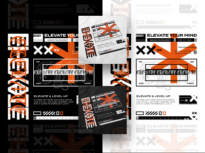 Elevate Your Mind (Orange) balck branding brutalism clothing design design grid layout layout exploration mockup orange shirt design shirt mockup whitespace