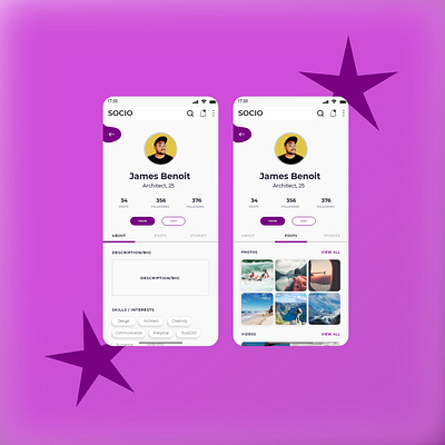 Social Media Profile View UI Design - Modern adobexd ankitcreatives design social media design socialmedia ui uidesign violet