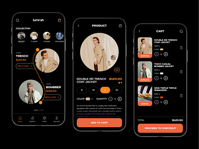 Fashion E-Commerce App app darkapp darkui e-commerce app ecommerce app fashion fashion app minimalist store store app uidark uidesign user interface userinterface