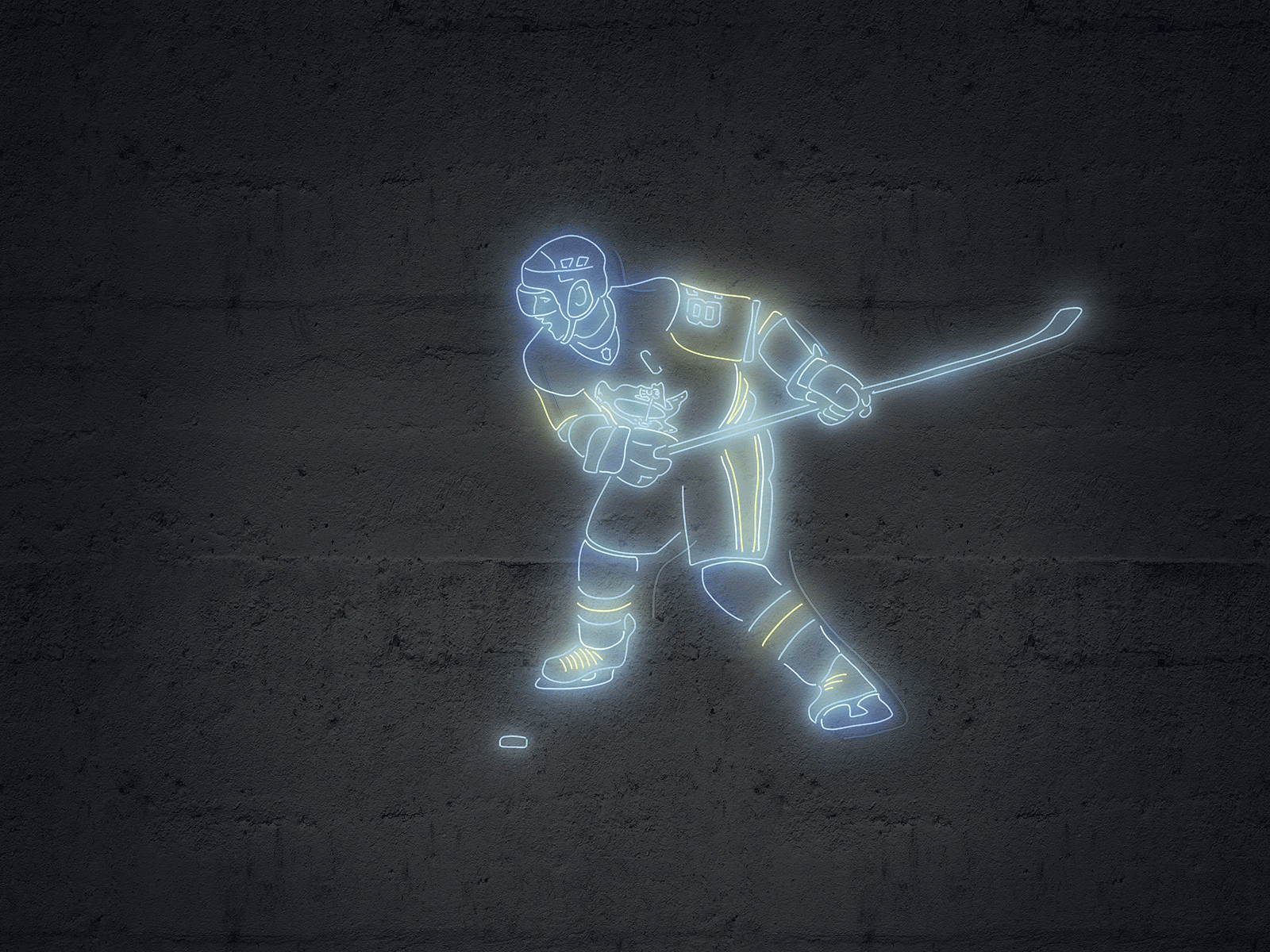 Neon Crosby Slap Shot crosby gif gif animated hockey illustration neon penguins photoshop procreate sports