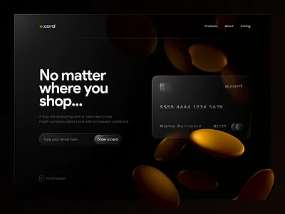 Card promo concept 3d branding dark dark ui ecommerce figma glass landing spline ui