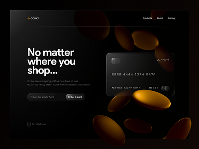 Card promo concept 3d branding dark dark ui ecommerce figma glass landing spline ui