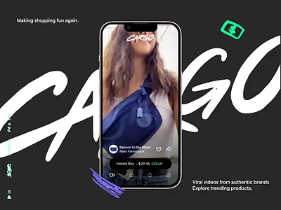 Cargo viral video shopping app. animation app branding dark ecommerce fun ios mobile mobile app shopping urban uxui video viral