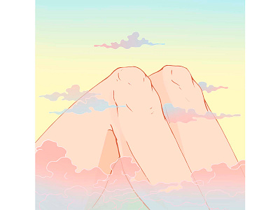 Mountains art body clouds colorful illustration knees mountains nature surreal