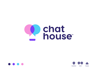 Chat House Logo brand designer branding chat chat app chathouse creative logos design for sale fun graphic designer home house house logo logo logo design logo designer logo for sale negative negative space logo