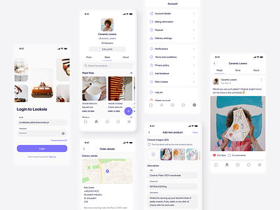 🛍 Looksie Seller app clean ui delivery design ecommerce handmade ios likes login marketplace minimal mobile design order post product profile retailer shopping social