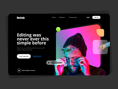 Image & Video editor app landing page app design application artistic best shot color color pellete design gradient ui ui design uiux userexperience userinterface ux webdesign website