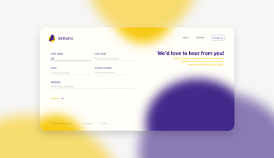 Contact us - Bergen adobexd birds contact contact page contact us contact us page contactform contactus dailyui dailyuichallenge gradient gradient color purple