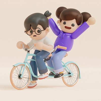 deekay and chloy cycling 🚴 3d animation blender characterdesign design graphic design illustration motion graphics