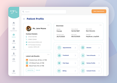 Patient Tablet Concept for a Fertility Clinic dashboard dashboard ui fertility clinic green lab results medical medical profile patient profile patients product design product designs tablet app ux