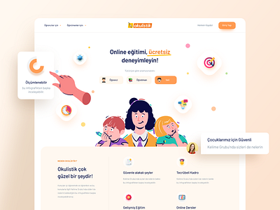 Okulistik Web Design book colorful education illustration kids kids book landing page online education product school student teacher ui design web design