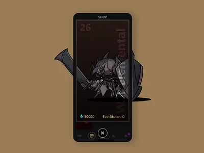 Avatar Shopping Card Dialog app bitbithooray dark dialog fantasy game game design gamification mobile monster shopping ui ux