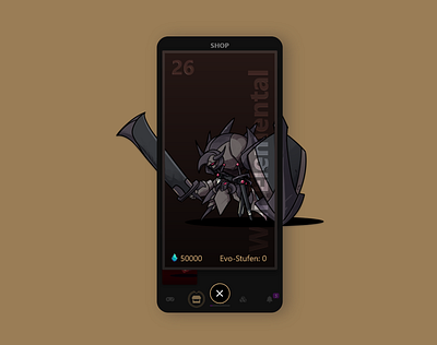 Avatar Shopping Card Dialog app bitbithooray dark dialog fantasy game game design gamification mobile monster shopping ui ux