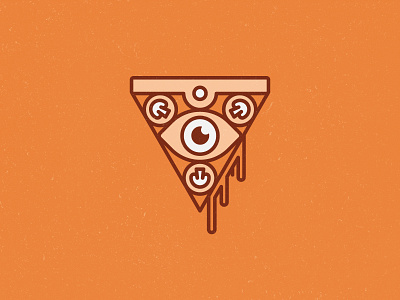 Secret Society Slices branding branding and identity branding design cheese cheesy drip eyeball food logo logo challenge logo design mushrooms pizza pizza logo pizzeria restaurant logo secret slices triangle weekly logo challenge