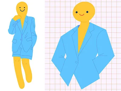 Baby Blue Blazer blazer blue character illustration smiley yellow