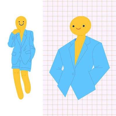 Baby Blue Blazer blazer blue character illustration smiley yellow