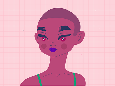 Character studies, 2 buzzcut character girl illustration portrait