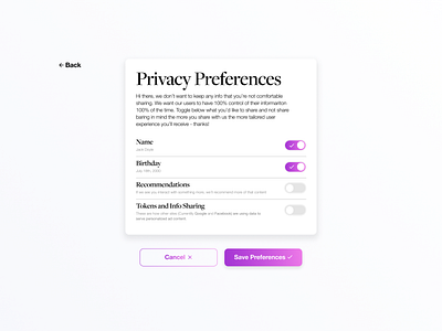 100 Days of UI - 007 - Settings 100daysofui app dailyui privacy settings settings ui ux