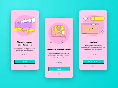 Daily UI 023: Onboarding daily 100 challenge daily ui dailyui dailyuichallenge dating dating app onboard onboarding onboarding screens onboarding ui ui