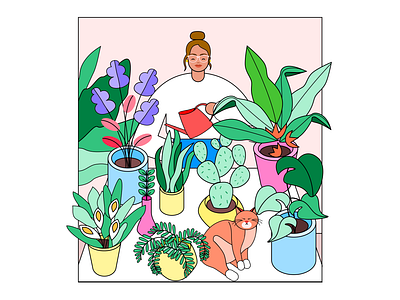 Pandemic Days - Gardening art color palette design digital dribbble best shot figma illustration illustrations illustrator ui