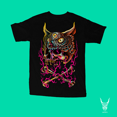 Available animal artwork band merch dark art dark artist death illustration merch design night owl sebrodbrick skull skull art t shirt design tree