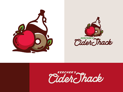 Kercher's Cider Shack apple brand branding cider graphic illustration logo shack