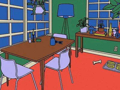 🦴 adobe illustrator cocktail decanter dog bone furniture house plants illustration interior interior illustration lockdown mid century mid century modern mid mod mushroom nashville quarantine views tennessee