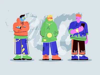 Millennials boy character design fire flat hoodie illustration male man men millennial millennials modern people sneakers streetwear team texture trendy design vector