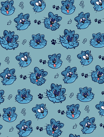 Cats animals blue cartoon cat design expression illustration pattern