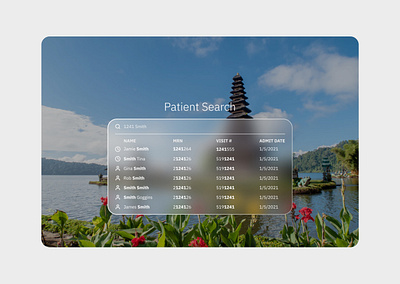 Glass Patient Search glass glassmorphism search segmented