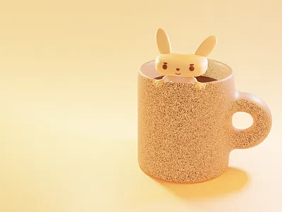 Coffee lovers 3d 3dillustration coffee cup mug rabbit