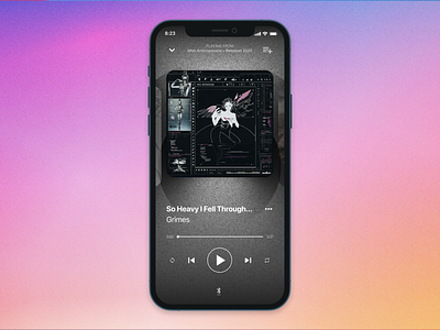 100 Days of UI - 009 - Music Player 100daysofui app dailyui day9 design gradient grimes minimal music music app music player music player ui musicplayer ui ux