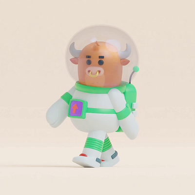 deekay's let's walk space bull 🐂 3d animation blender characterdesign graphic design illustration motion graphics