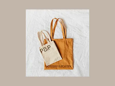P&P brand icon logo pottery tote type typogaphy