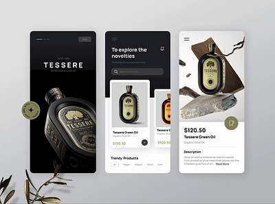 Tessere - Olive Oil 3d animation branding design figma italy logo oil olive store trand typography ui ui ux ui design uiux ux ux design ux ui uxui