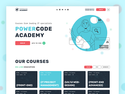 IT Academy academy backend branding courses design education frontend illustration inspiration it learning logo powercode shcool student typography ui ux vector webdesign