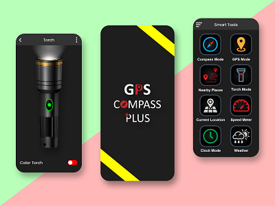 Smart Tool App UI Design app app ui app design clock app compass compass app concept design gps gps tracker mobile app mobile app design mobile design mobile ui speed logo torch ui ui ux uidesign weather app