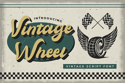 Vintage Wheel - Vintage Script Font alternate apparel branding game font invitations label ligature logos multilingual poster quotes retro script social media style trendy versatile vintage web workshop