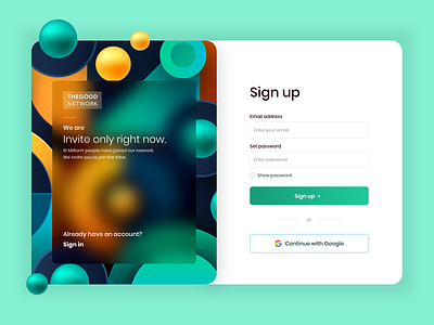 Social network sign up form 3d colorblock colorful colors dribbbleweeklywarmup glass effect hero image illustration login login form login page register shapes signin ui ux web webdesign