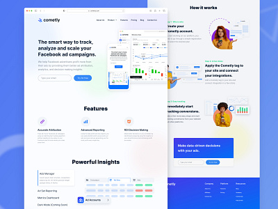 Cometly - Startup Website for SASS Application application branding design hero home page ill illustration landing page logo minimalistic mobile app modern product sass typography ui ux web application web design website