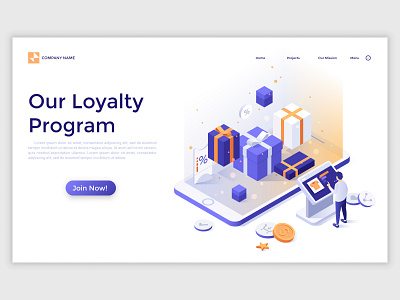 Loyalty Program Isometric Landing Page 3d design ecommerce illustration illustrator isometric landing page concept landing page ui landingpage template ui ux vector web