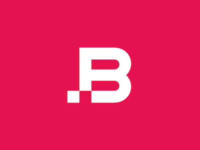 B abstract b branding business design geometry logo mark minimal pixel pixels red simple square symbol