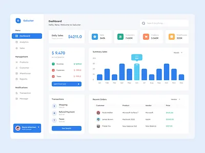 Galucter - Manufacturing Dashboard Design app blue clean ui cost dashboad design designer dribbble flat graphic logo manufacturing minimal typography ui ux web web design website white